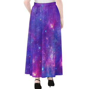 Purple Stardust Cloud Galaxy Space Print Chiffon Maxi Skirt