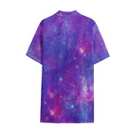Purple Stardust Cloud Galaxy Space Print Cotton Hawaiian Shirt