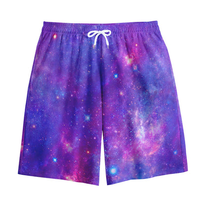 Purple Stardust Cloud Galaxy Space Print Cotton Shorts