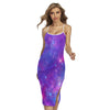 Purple Stardust Cloud Galaxy Space Print Cross Back Cami Dress