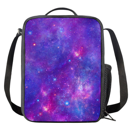 Purple Stardust Cloud Galaxy Space Print Crossbody Lunch Bag