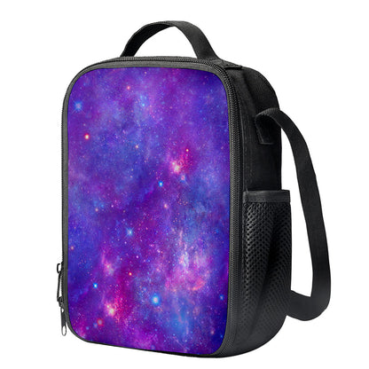 Purple Stardust Cloud Galaxy Space Print Crossbody Lunch Bag