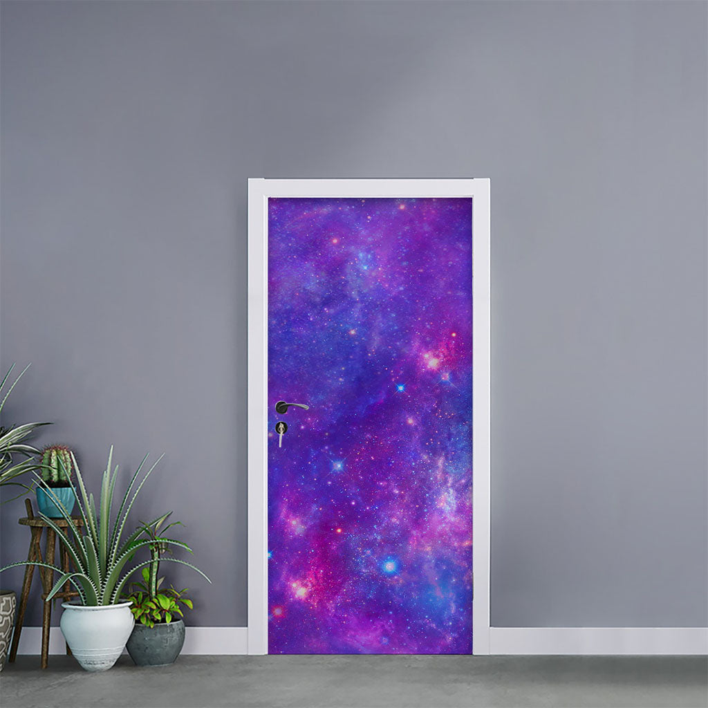 Purple Stardust Cloud Galaxy Space Print Door Sticker