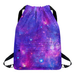 Purple Stardust Cloud Galaxy Space Print Drawstring Backpack