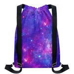 Purple Stardust Cloud Galaxy Space Print Drawstring Backpack