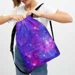 Purple Stardust Cloud Galaxy Space Print Drawstring Backpack