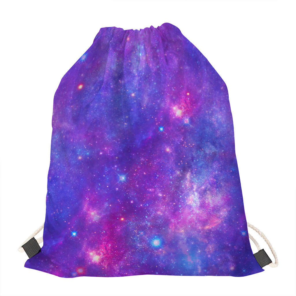 Purple Stardust Cloud Galaxy Space Print Drawstring Bag