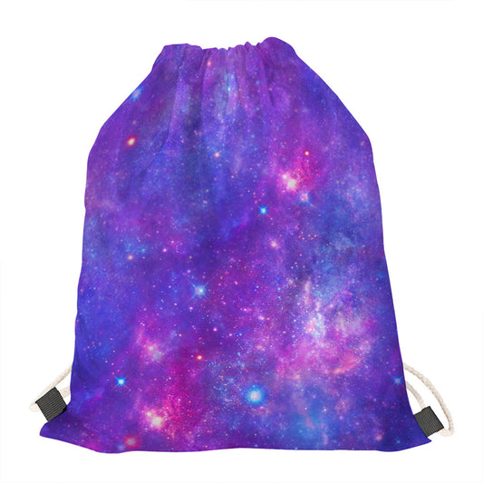 Purple Stardust Cloud Galaxy Space Print Drawstring Bag