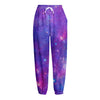 Purple Stardust Cloud Galaxy Space Print Fleece Lined Knit Pants