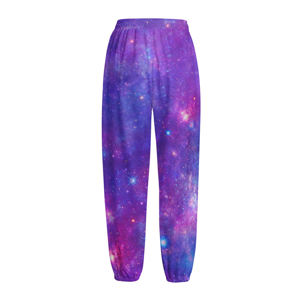 Purple Stardust Cloud Galaxy Space Print Fleece Lined Knit Pants