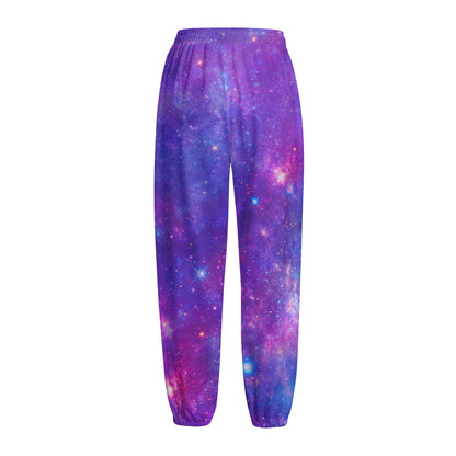 Purple Stardust Cloud Galaxy Space Print Fleece Lined Knit Pants