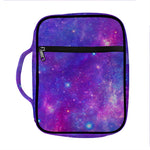 Purple Stardust Cloud Galaxy Space Print Front Pocket Bible Bag