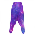 Purple Stardust Cloud Galaxy Space Print Hammer Pants