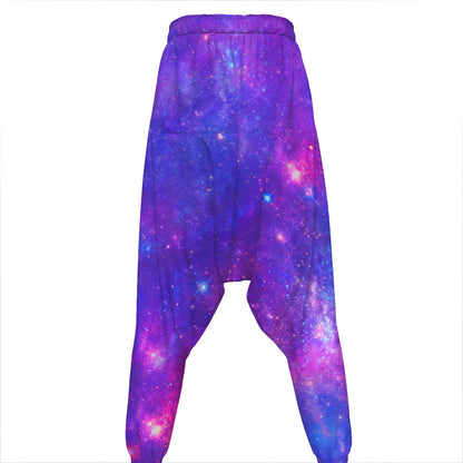 Purple Stardust Cloud Galaxy Space Print Hammer Pants