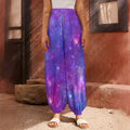 Purple Stardust Cloud Galaxy Space Print Harem Pants