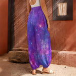 Purple Stardust Cloud Galaxy Space Print Harem Pants