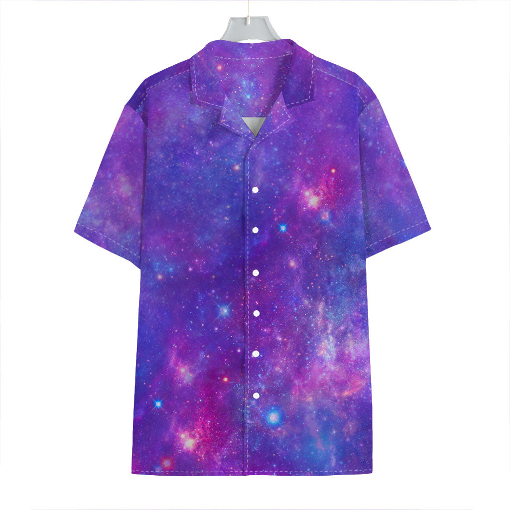 Purple Stardust Cloud Galaxy Space Print Hawaiian Shirt