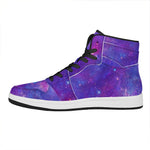 Purple Stardust Cloud Galaxy Space Print High Top Leather Sneakers