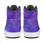 Purple Stardust Cloud Galaxy Space Print High Top Leather Sneakers