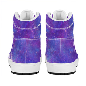 Purple Stardust Cloud Galaxy Space Print High Top Leather Sneakers