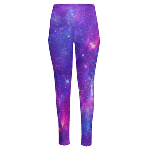 Purple Stardust Cloud Galaxy Space Print High-Waisted Pocket Leggings