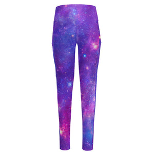 Purple Stardust Cloud Galaxy Space Print High-Waisted Pocket Leggings