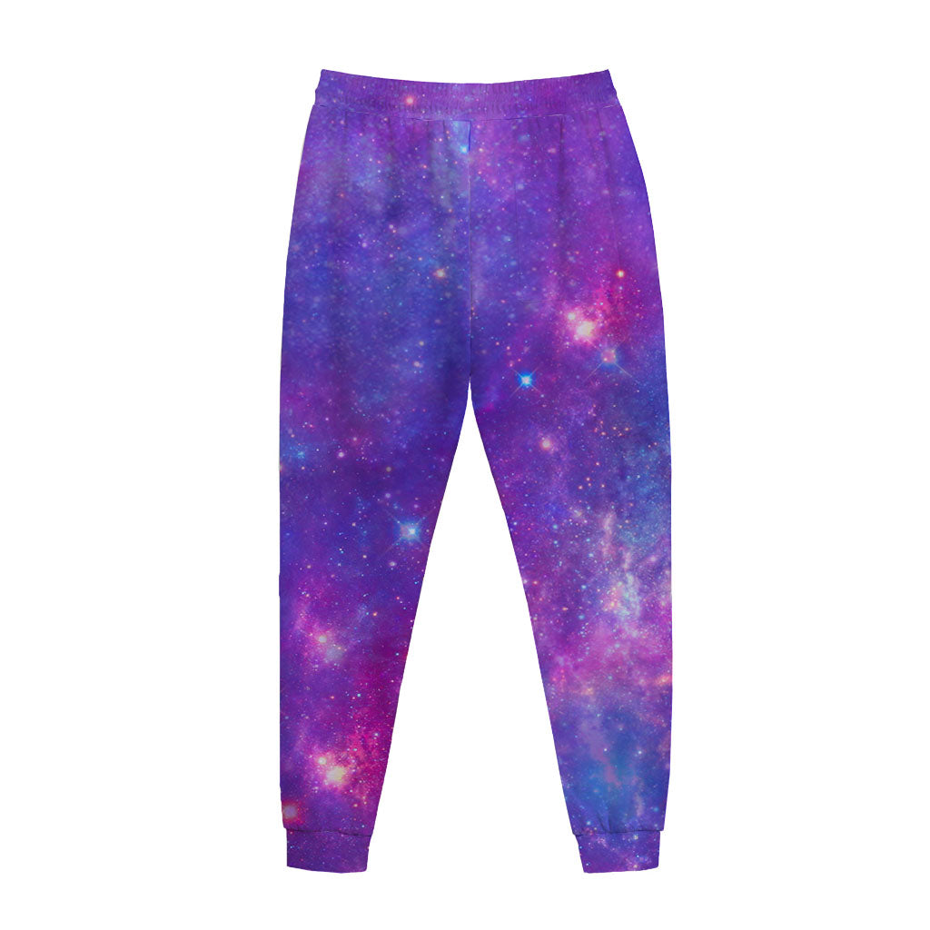 Purple Stardust Cloud Galaxy Space Print Jogger Pants