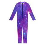 Purple Stardust Cloud Galaxy Space Print Jumpsuit