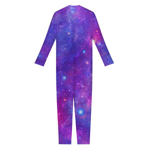 Purple Stardust Cloud Galaxy Space Print Jumpsuit