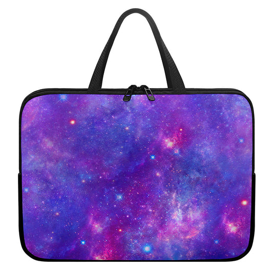 Purple Stardust Cloud Galaxy Space Print Laptop Sleeve With Handle