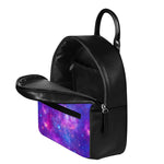 Purple Stardust Cloud Galaxy Space Print Leather Backpack