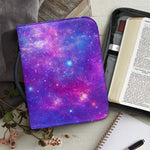 Purple Stardust Cloud Galaxy Space Print Leather Bible Cover