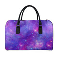 Purple Stardust Cloud Galaxy Space Print Leather Duffel Bag