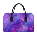Purple Stardust Cloud Galaxy Space Print Leather Duffle Bag