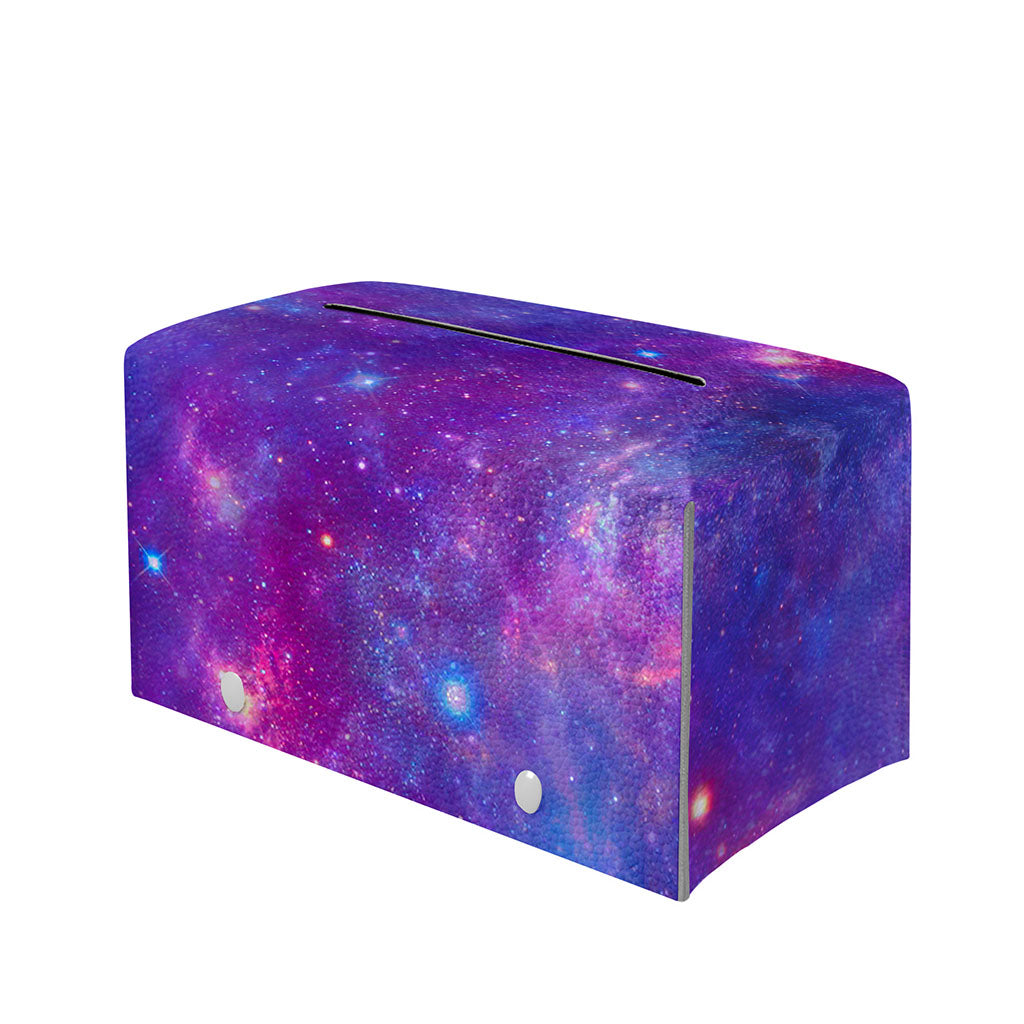 Purple Stardust Cloud Galaxy Space Print Leather Tissue Box Cover