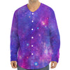 Purple Stardust Cloud Galaxy Space Print Long Sleeve Baseball Jersey