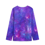 Purple Stardust Cloud Galaxy Space Print Long Sleeve Short Coat