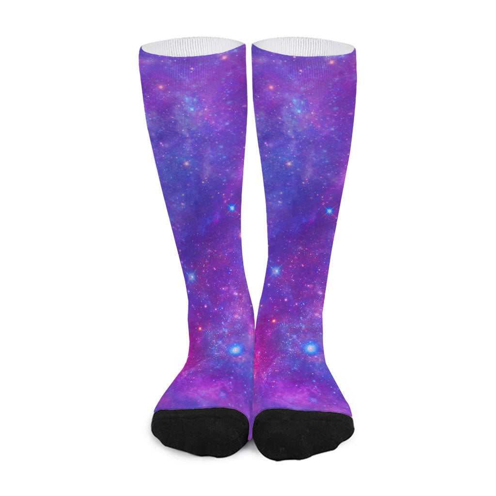 Purple Stardust Cloud Galaxy Space Print Long Socks