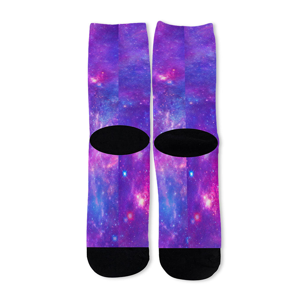 Purple Stardust Cloud Galaxy Space Print Long Socks