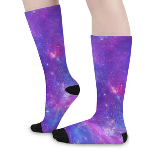 Purple Stardust Cloud Galaxy Space Print Long Socks