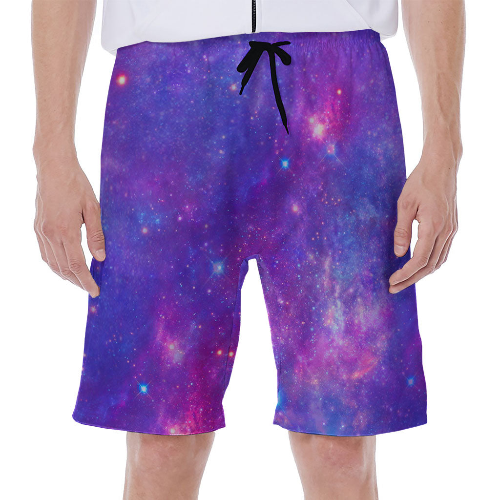 Purple Stardust Cloud Galaxy Space Print Men's Beach Shorts