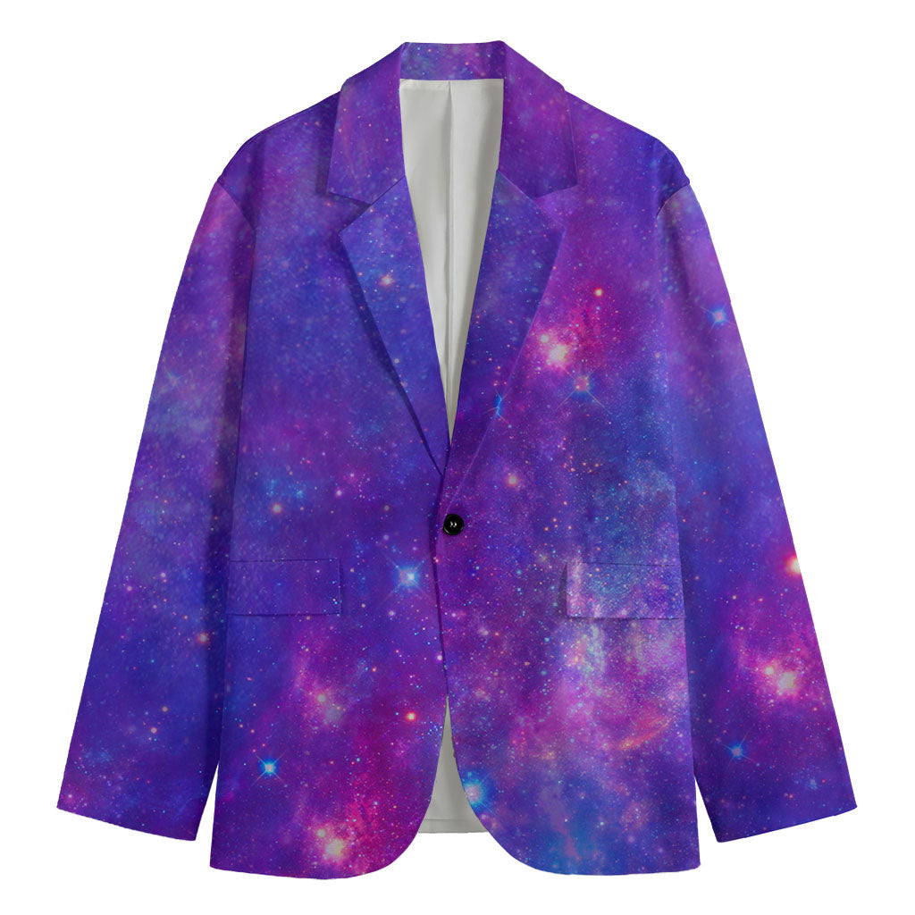 Purple Stardust Cloud Galaxy Space Print Men's Blazer