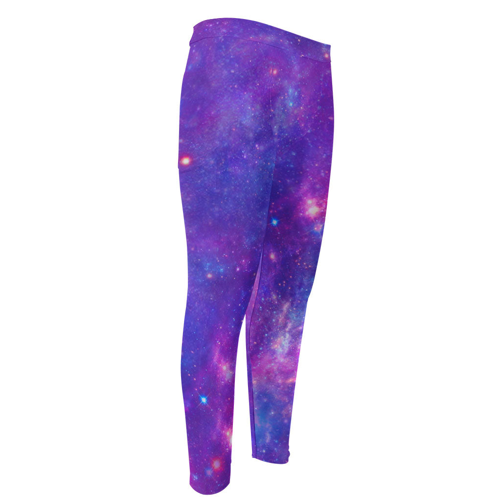 Purple Stardust Cloud Galaxy Space Print Men's Compression Pants