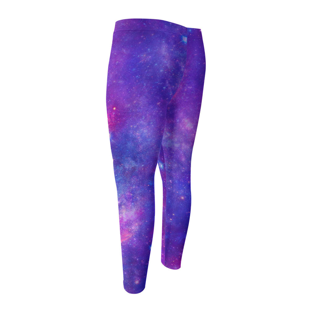 Purple Stardust Cloud Galaxy Space Print Men's Compression Pants