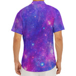 Purple Stardust Cloud Galaxy Space Print Men's Deep V-Neck Shirt