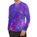 Purple Stardust Cloud Galaxy Space Print Men's Long Sleeve Rash Guard
