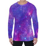 Purple Stardust Cloud Galaxy Space Print Men's Long Sleeve T-Shirt