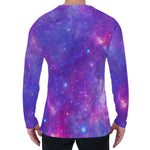 Purple Stardust Cloud Galaxy Space Print Men's Long Sleeve T-Shirt