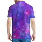 Purple Stardust Cloud Galaxy Space Print Men's Polo Shirt