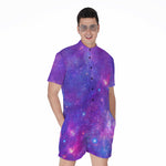 Purple Stardust Cloud Galaxy Space Print Men's Rompers